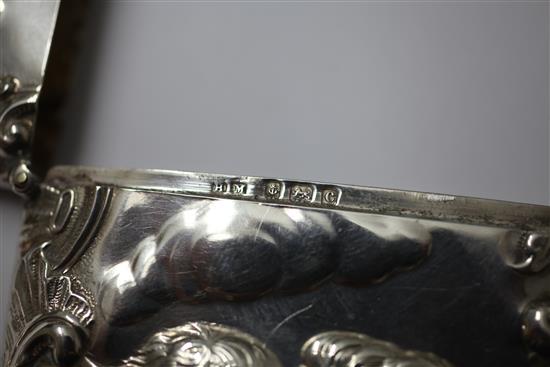 An Edwardian silver card case, 4in.